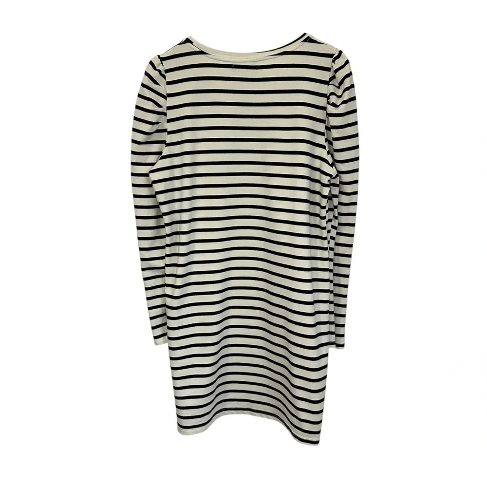 Pomander Place Womens Long Sleeve Striped  Knit Shirt Dress Sz XL Cream Black - Picture 2 of 7